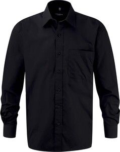 Russell Collection RU936M - Men's Long Sleeve Pure Cotton Easy Care Poplin Shirt Black