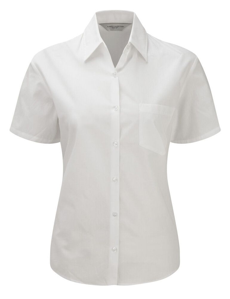Russell Collection J937F - Women's short sleeve pure cotton easycare poplin shirt
