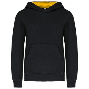 Kariban K453 - KIDS' CONTRAST HOODED SWEATSHIRT Black / Yellow