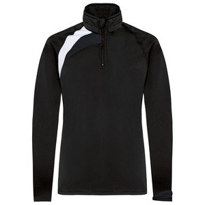 ProAct PA329 - JUNIORS ZIP NECK TRAINING TOP Black / White / Storm Grey