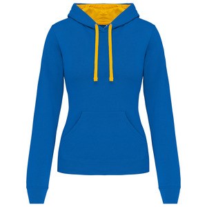 Kariban K465 - Ladies’ contrast hooded sweatshirt Light Royal Blue / Yellow