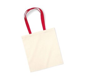 Westford mill W101C - Shopping bag with contrasting handles Natural/Classic Red