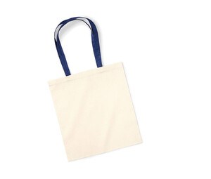 Westford mill W101C - Shopping bag with contrasting handles Natural/French Navy