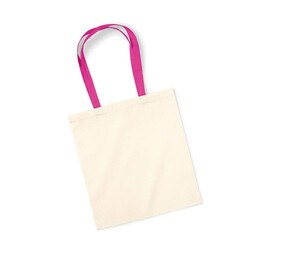 Westford mill W101C - Shopping bag with contrasting handles Natural/Fuchsia