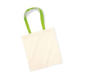 Westford mill W101C - Shopping bag with contrasting handles Natural/Lime Green