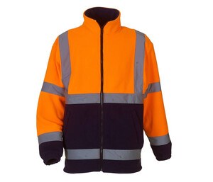 Yoko YKK08 - Thick high-visibility fleece jacket Hi Vis Orange/Navy