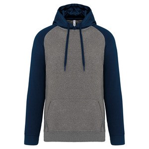 Proact PA369 - Adult two-tone hooded sweatshirt Grey Heather / Sporty Navy