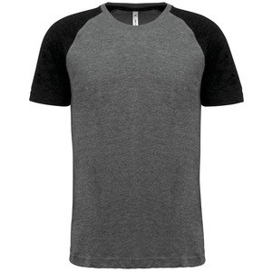 Proact PA4010 - Adult Triblend two-tone sports short sleeve t-shirt Grey Heather / Black Heather