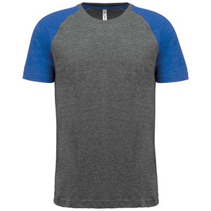 Proact PA4010 - Adult Triblend two-tone sports short sleeve t-shirt Grey Heather / Sporty Royal Blue Heather