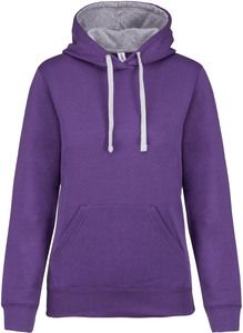 Kariban K465 - Ladies’ contrast hooded sweatshirt Purple / Oxford Grey