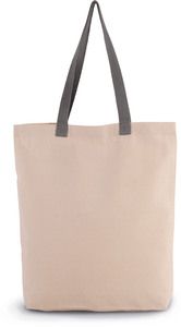 Kimood KI0278 - Gusset shopping bag with contrasting handles Natural / Steel Grey