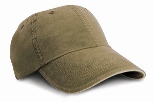 Result RC054X - Fine line washed cotton cap with sandwich visor Olive/ Stone