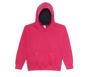AWDIS JH03J - Children's sweatshirt with contrasting hood Hot Pink/ French Navy