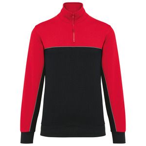 WK. Designed To Work WK404 - Unisex zipped neck eco-friendly sweatshirt Black / Red