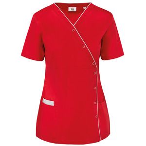 WK. Designed To Work WK506 - Ladies’ polycotton smock with press studs Deep Red 