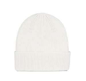 K-up KP950 - Ribbed beanie with turn-up Off White