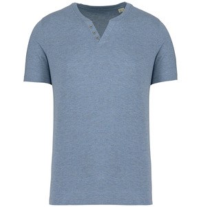 Kariban KNS302 - V-neck t-shirt with buttons - 140 gsm Cool Blue Heather