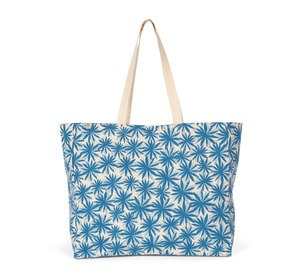 Kimood KINS112 - Organic cotton shopping bag Blue flowers / Natural