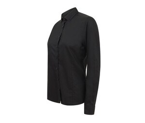 HENBURY HY513R - LADIES’ MODERN L/S OXFORD SHIRT – REGULAR FIT Black