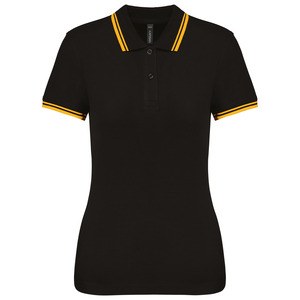 Kariban K273 - Ladie's 2 striped short sleeved poloshirt Black / Yellow